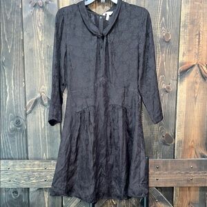 Rebecca Taylor Jacquard Floral Silk Dress 4 Black Abstract Boho Whimsigoth Fairy